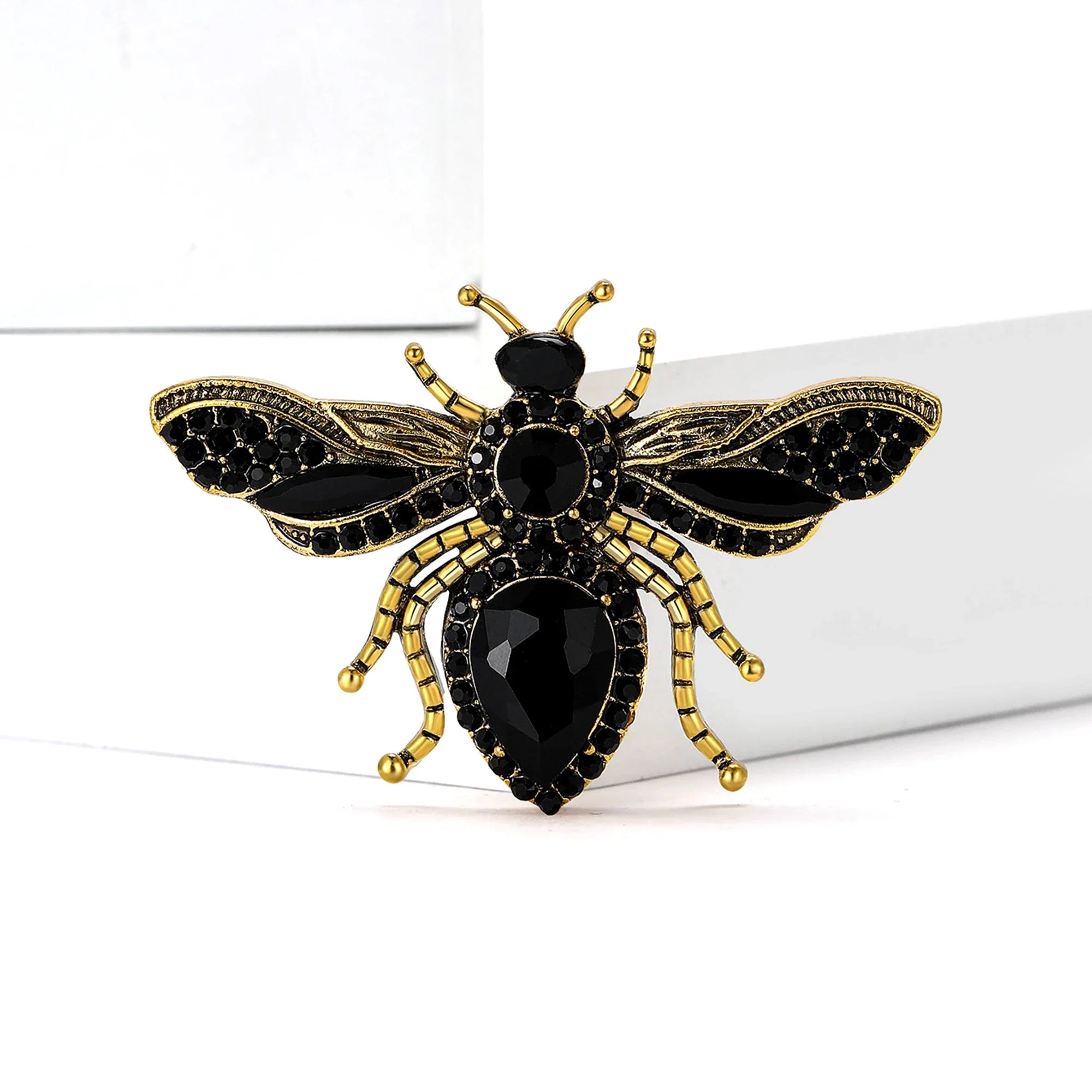 Elegant Partywear Rhinestone Fly Brooche-Rees Jewels-Black-ReesJewels