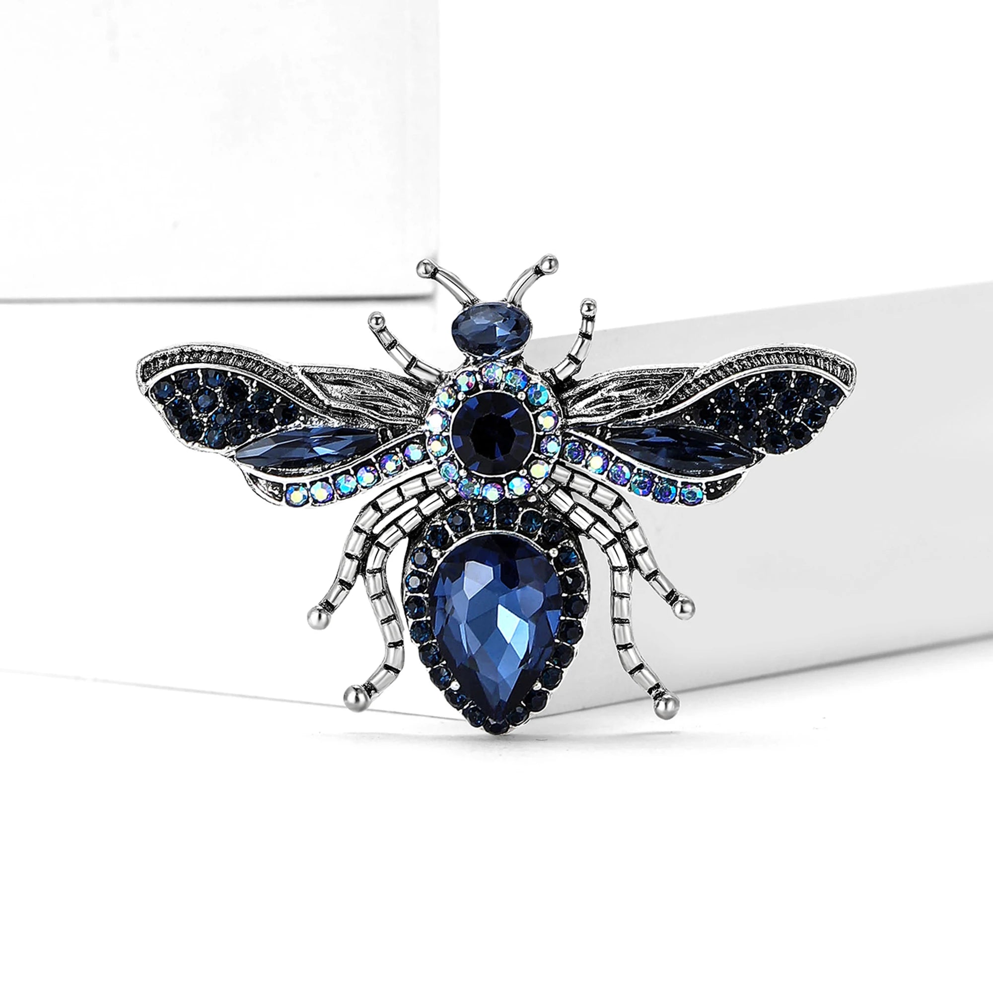 Elegant Partywear Rhinestone Fly Brooche-Rees Jewels-Blue-ReesJewels