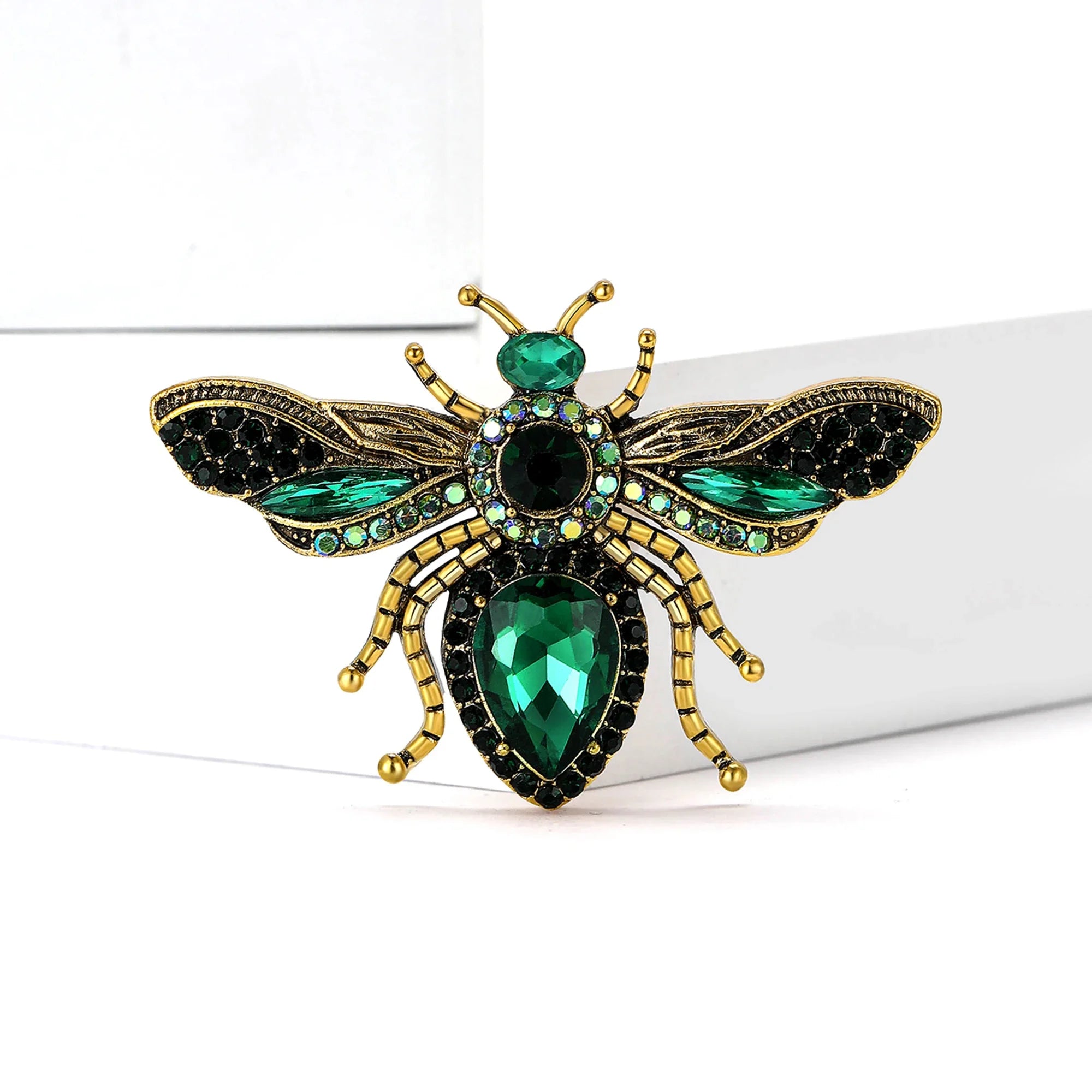 Elegant Partywear Rhinestone Fly Brooche-Rees Jewels-Green-ReesJewels