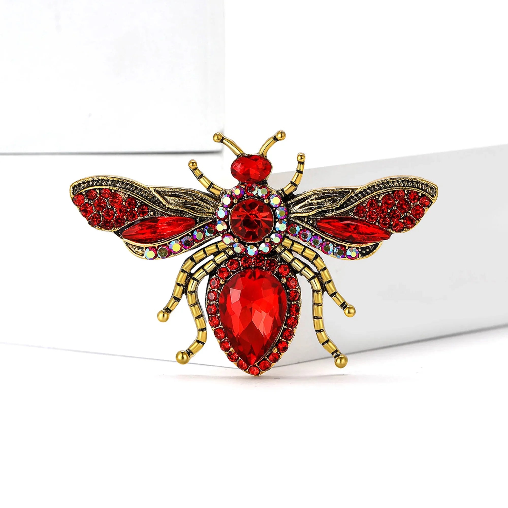 Elegant Partywear Rhinestone Fly Brooche-Rees Jewels-Red-ReesJewels