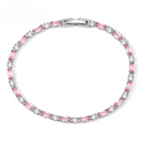 Elegant Pink Rectangle Cubic Zirconia Charm Tennis Bracelet-ReesJewels-ReesJewels