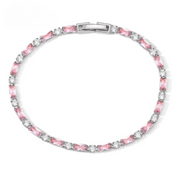 Elegant Pink Rectangle Cubic Zirconia Charm Tennis Bracelet-ReesJewels-ReesJewels