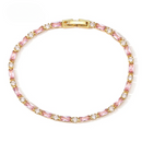 Elegant Pink Rectangle Cubic Zirconia Charm Tennis Bracelet-ReesJewels-ReesJewels