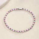 Elegant Pink Rectangle Cubic Zirconia Charm Tennis Bracelet-ReesJewels-Sliver-ReesJewels