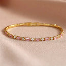 Elegant Pink Rectangle Cubic Zirconia Charm Tennis Bracelet-ReesJewels-ReesJewels