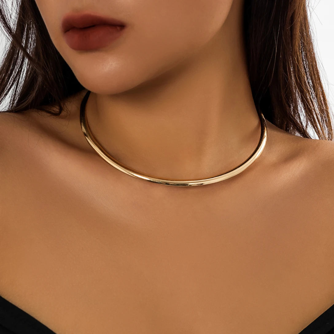 Elegant Simple Chunky Circle Choker Necklace