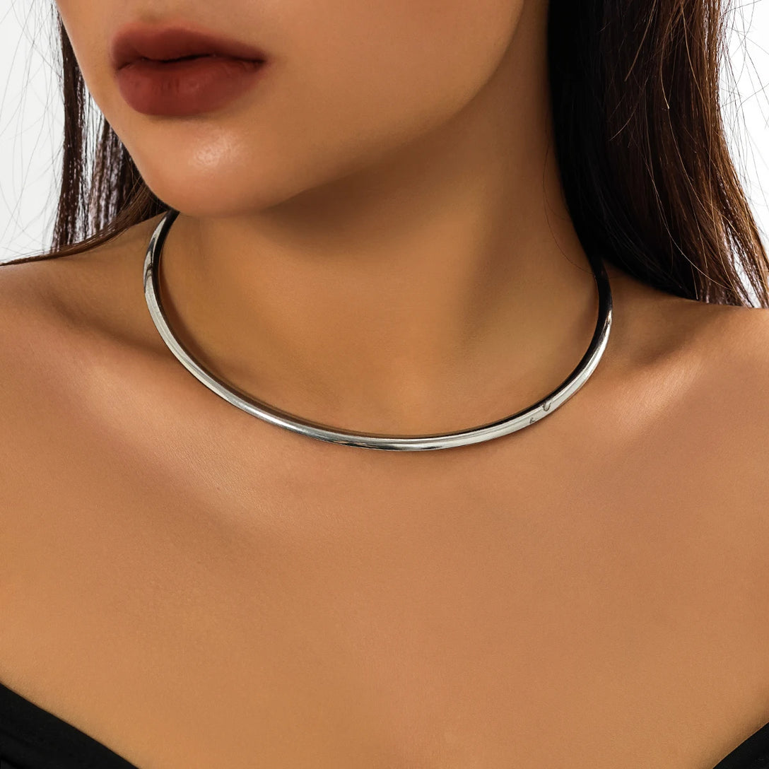 Elegant Simple Chunky Circle Choker Necklace