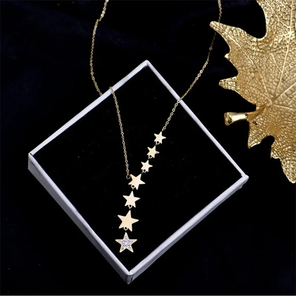 Elegant Stars Zirconia Charm Choker Necklace