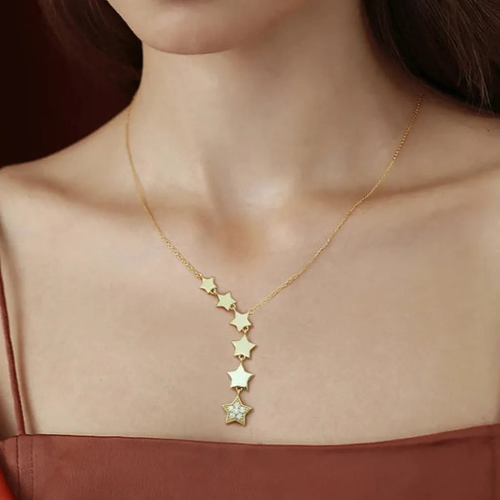 Elegant Stars Zirconia Charm Choker Necklace-ReesJewels-ReesJewels