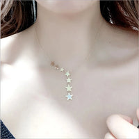 Elegant Stars Zirconia Charm Choker Necklace-ReesJewels-ReesJewels