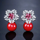 Elegant Zirconia Imitation Pearls Snowflake Earrings-ReesJewels-ReesJewels