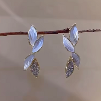 Enchanting Sparkling Crystal Leaf Studs-ReesJewels-ReesJewels