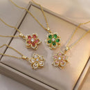 Eternal Bloom Rotating Zirconia Pendant Necklace-Rees Jewels-ReesJewels