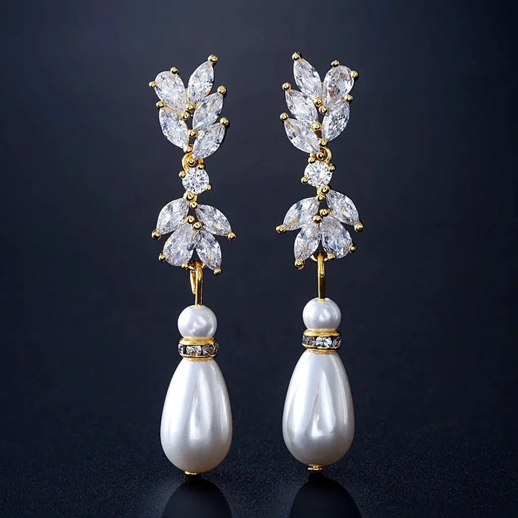 Exquisite Cubic Zirconia Imitation Pearl Drop Earrings