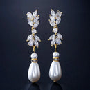 Exquisite Cubic Zirconia Imitation Pearl Drop Earrings-ReesJewels-ReesJewels