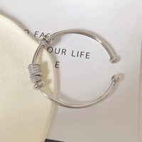 Fashionable Adjustable Cubic Zirconia Cuff Bracelet-ReesJewels-Silver-ReesJewels