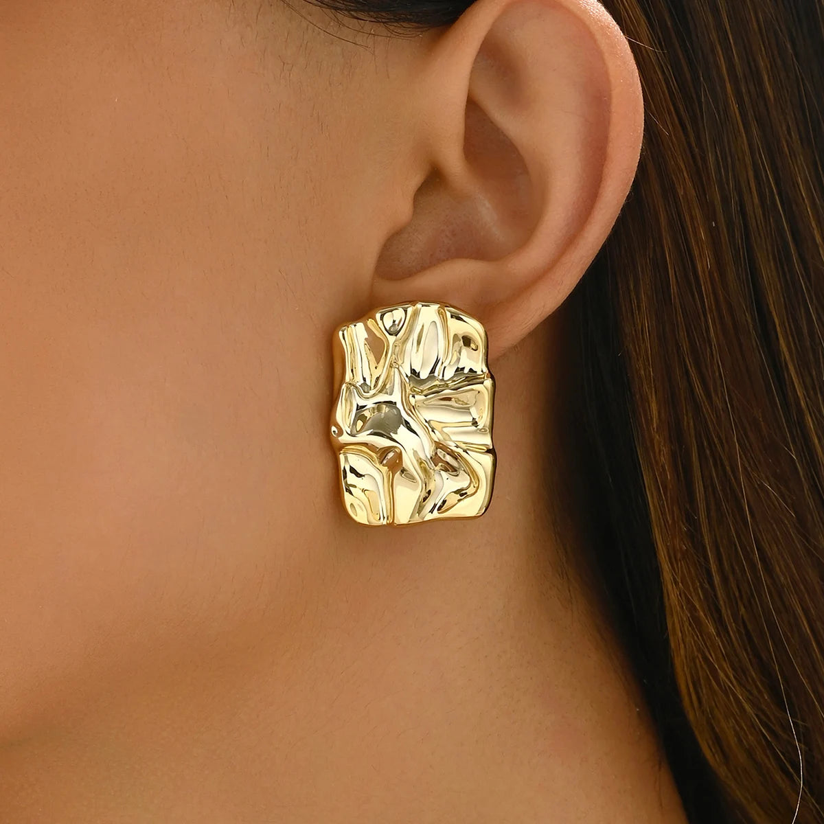Geometric Irregular Metallic Earrings-Rees Jewels-Gold 10-ReesJewels