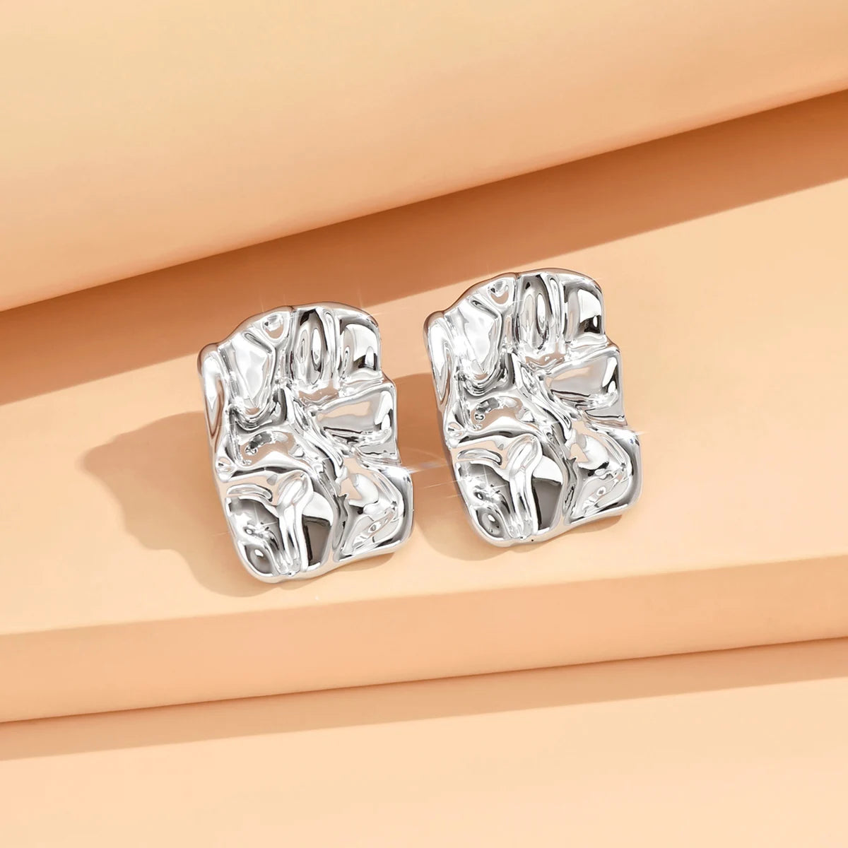 Geometric Irregular Metallic Earrings-Rees Jewels-Silver 11-ReesJewels