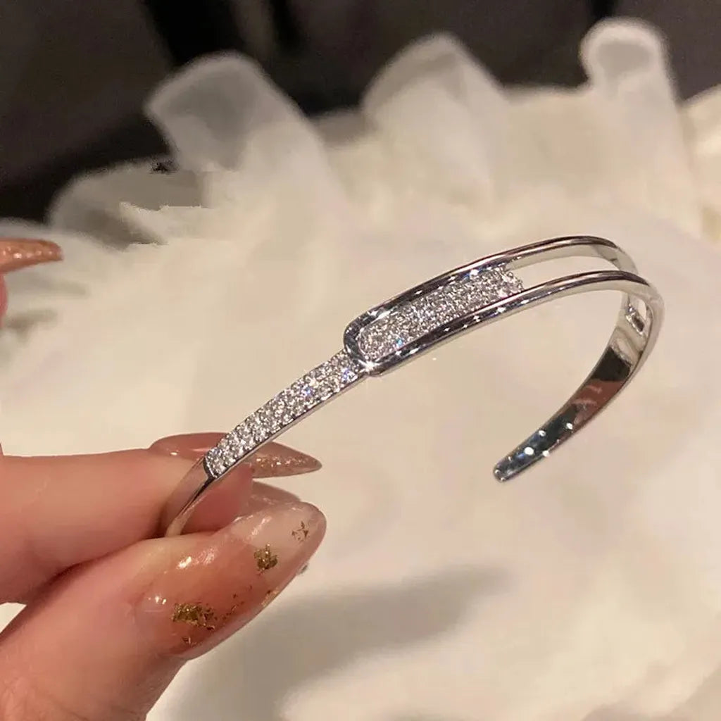 Glamorous Shiny Zirconia Inline Opening Bracelet