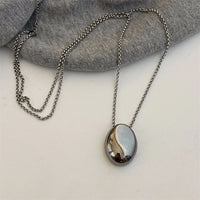 Glossy Large Oval Water Drop Pendant Necklace-Rees Jewels-ReesJewels
