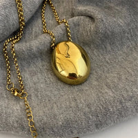 Glossy Large Oval Water Drop Pendant Necklace-Rees Jewels-Gold-ReesJewels