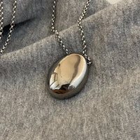 Glossy Large Oval Water Drop Pendant Necklace-Rees Jewels-Silver-ReesJewels