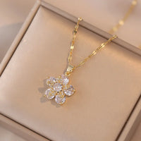 Gold Plated Romantic Flower Pendant Necklace-Rees Jewels-white-ReesJewels