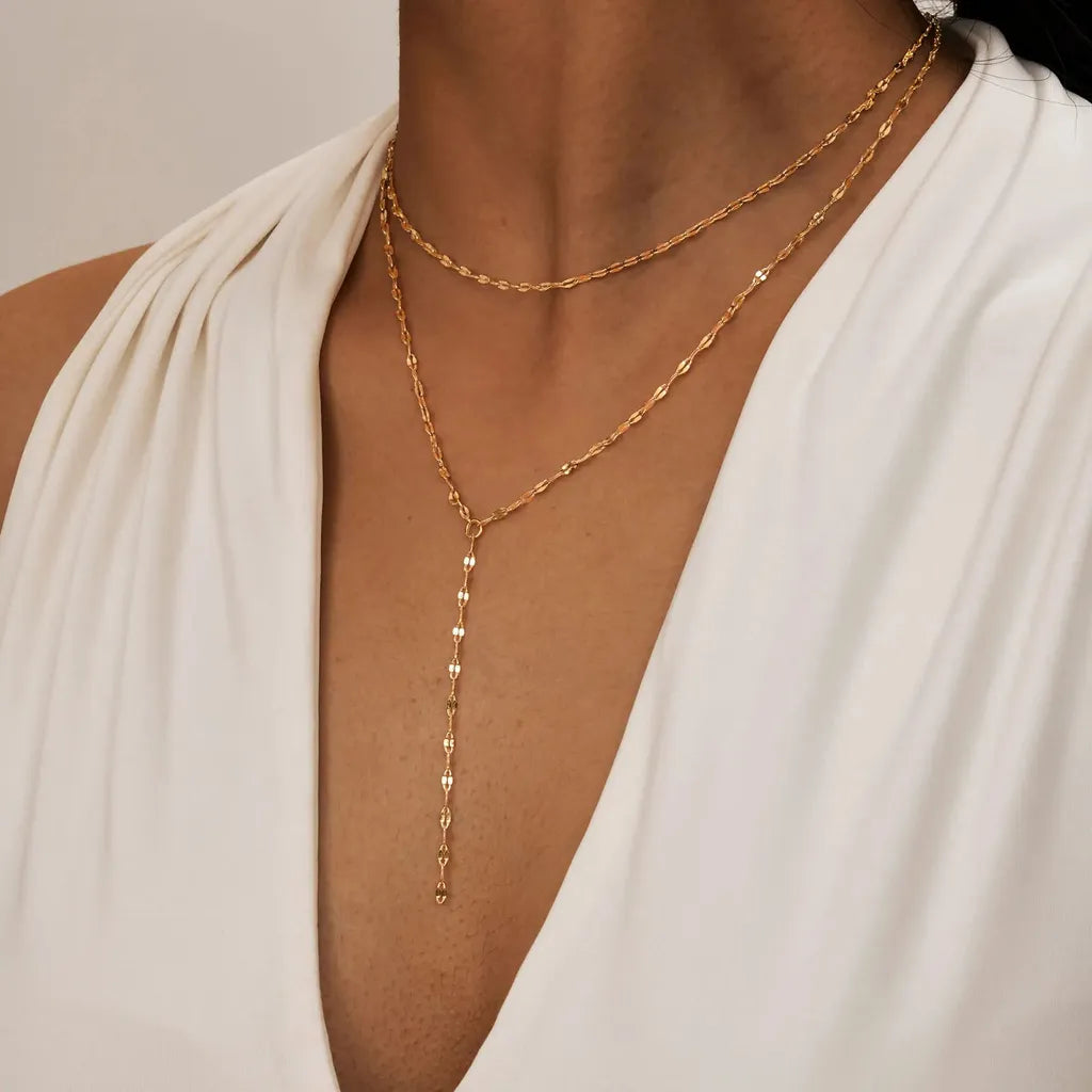 Golden Double Layered Fringe Necklace