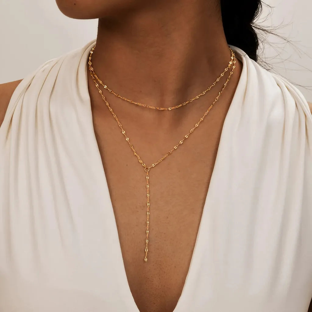 Golden Double Layered Fringe Necklace