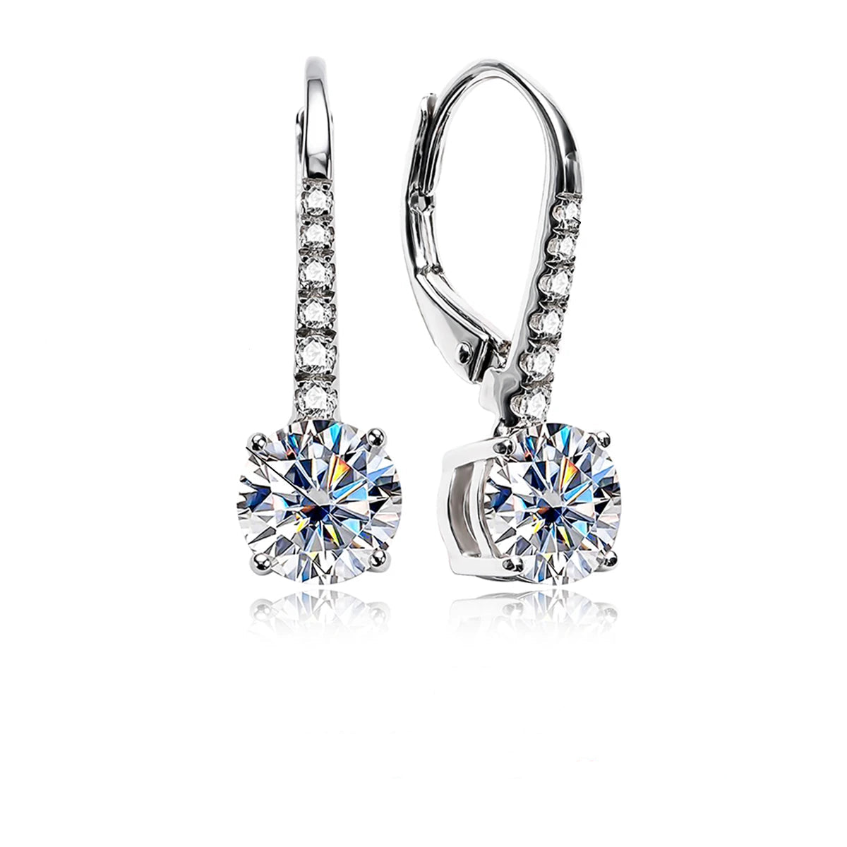 Graceful Moissanite Dangle Drop Earrings-Rees Jewels-White Gold-ReesJewels