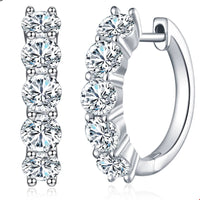Graceful Moissanite Diamond Huggie Hoop Earrings-Rees Jewels-White Gold 1cm-ReesJewels