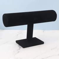 Jewelry And Watches Display T-bar Stand Rack Holder-Rees Jewels-Black Flannel-ReesJewels
