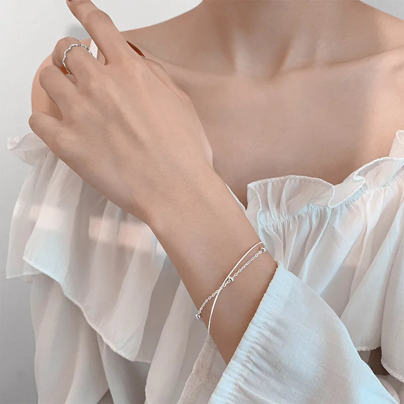 Layered Snake Chain Round Ball Lucky Bracelet