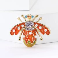 Lucky Spotted Crystal Bee Brooche-Rees Jewels-Orange-ReesJewels