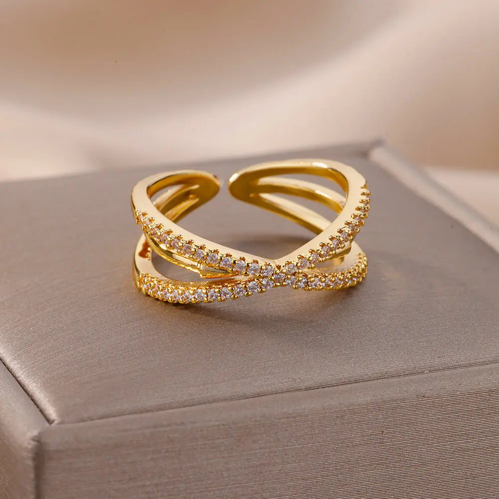 Lustrous Zirconia Cross Ring-ReesJewels-ReesJewels