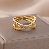 Lustrous Zirconia Cross Ring-ReesJewels-ReesJewels