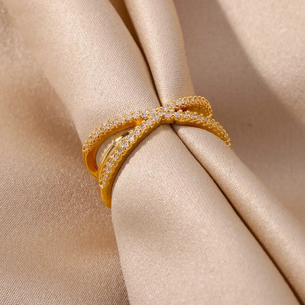 Lustrous Zirconia Cross Ring-ReesJewels-ReesJewels