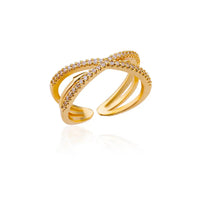 Lustrous Zirconia Cross Ring-ReesJewels-Gold-resizable-ReesJewels