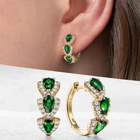 Luxurious Cubic Zirconia Hoop Earrings-ReesJewels-ReesJewels