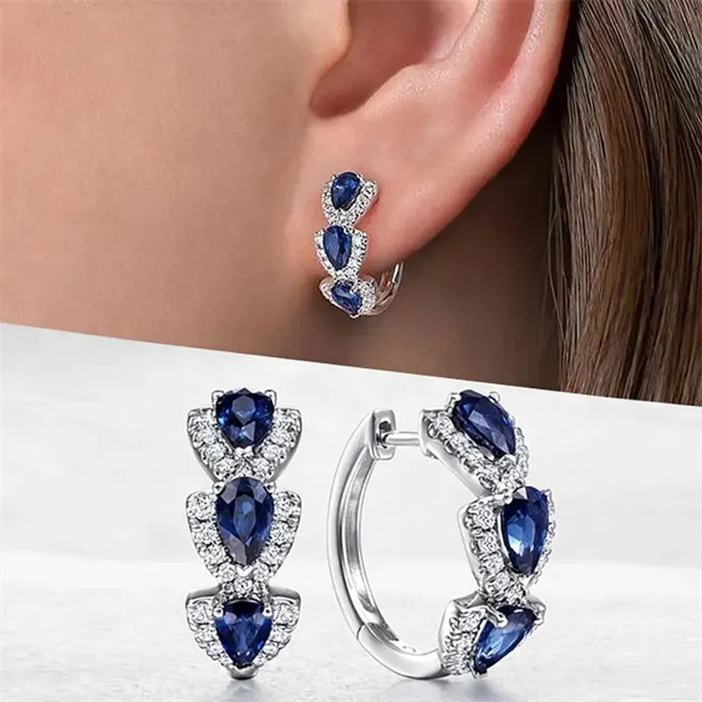 Luxurious Cubic Zirconia Hoop Earrings-ReesJewels-ReesJewels