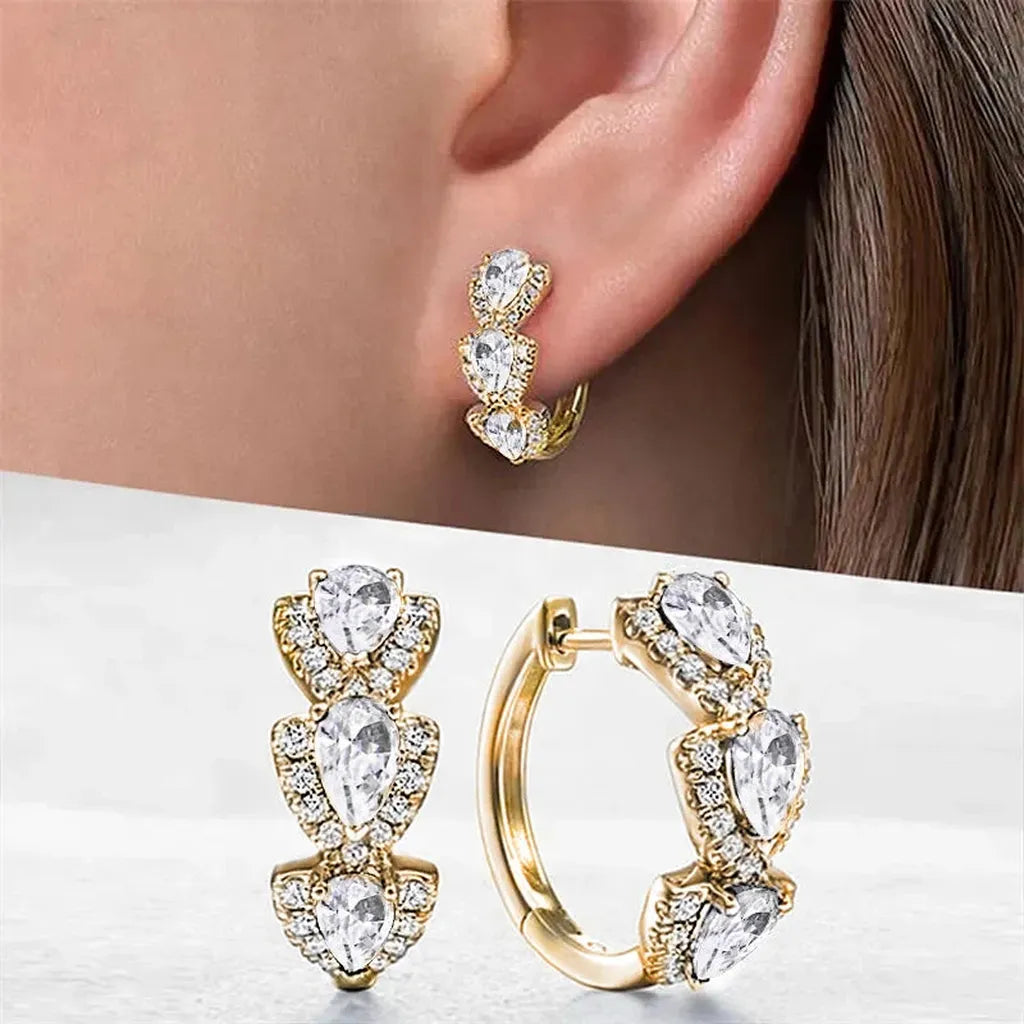 Luxurious Cubic Zirconia Hoop Earrings