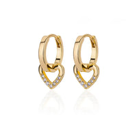 Luxurious Hollow Zirconia Heart Earrings-ReesJewels-Gold 1-ReesJewels