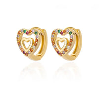 Luxurious Hollow Zirconia Heart Earrings-ReesJewels-Gold 3-ReesJewels