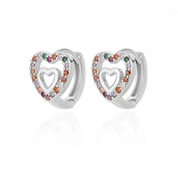 Luxurious Hollow Zirconia Heart Earrings-ReesJewels-Silver 3-ReesJewels