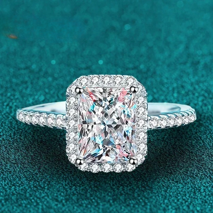 Luxurious Moissanite Diamond Radiant And Emerald Cut Ring