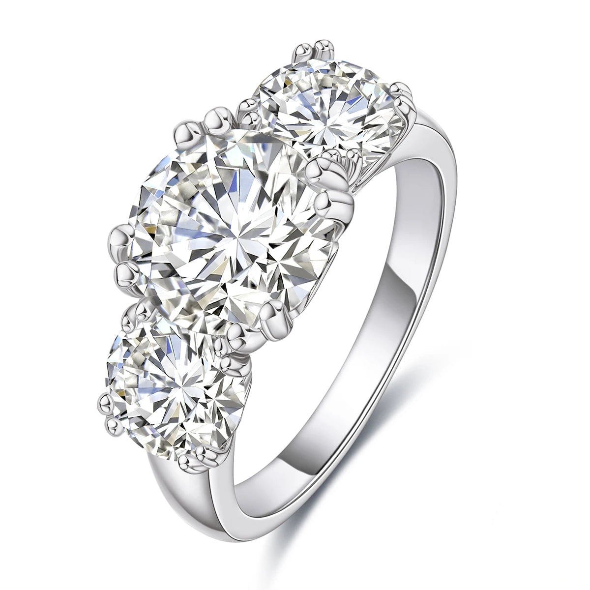 Luxurious Moissanite Diamond Three Stone Ring