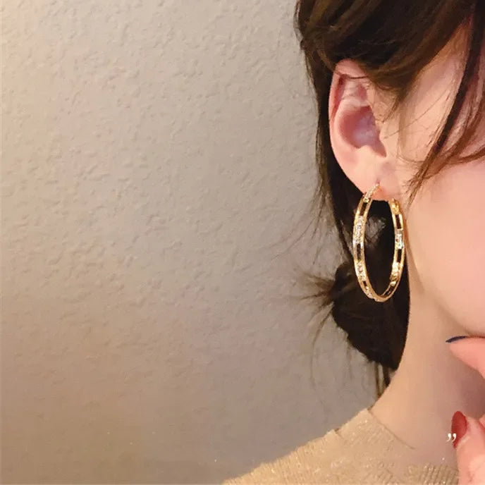 Luxurious White Zirconia Big Hoop Earrings