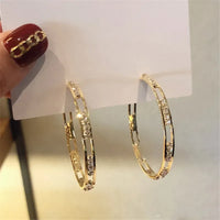 Luxurious White Zirconia Big Hoop Earrings-ReesJewels-ReesJewels