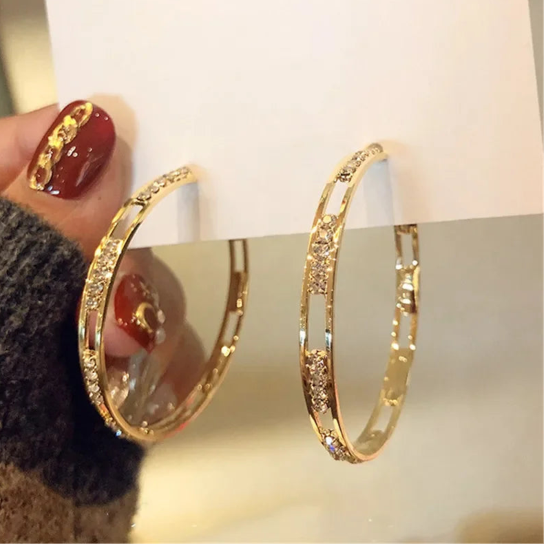 Luxurious White Zirconia Big Hoop Earrings