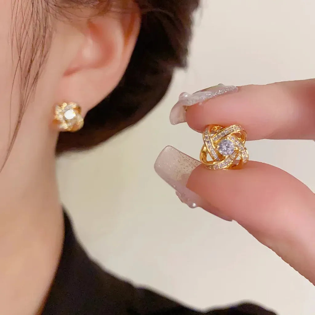 Luxurious Zirconia Cross Stud Earrings